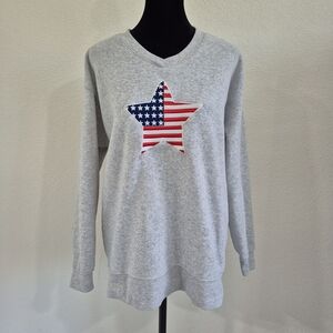 Gray Star Sweatshirt with American Flag Design